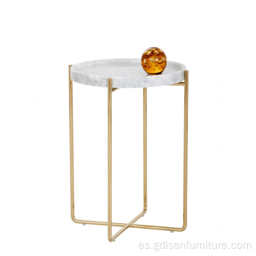 Mesa de café con top de mármol cromado de oro de latón
